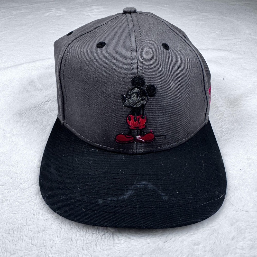 Neff Hat Cap Snap Back Mens One Size Gray Black‎ Mickey Mouse Disney Cartoon